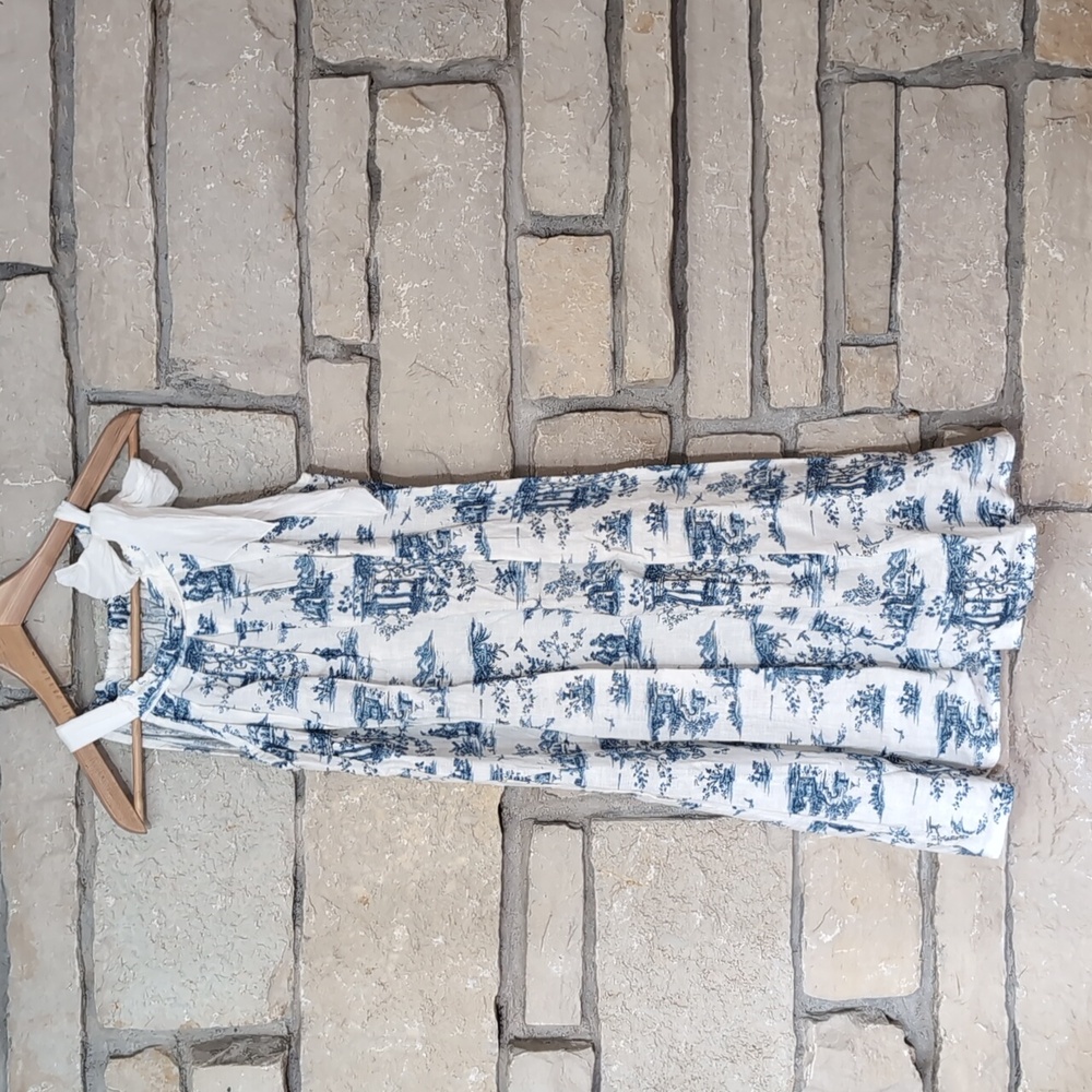 100% linen Toile print dress